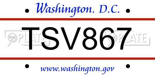 TSV867 District Of Columbia License Plate