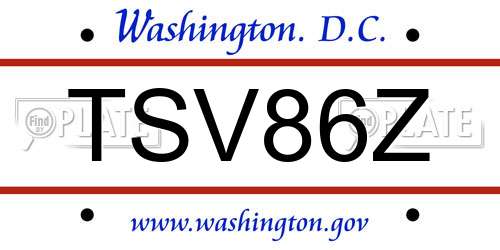 TSV86Z District Of Columbia License Plate