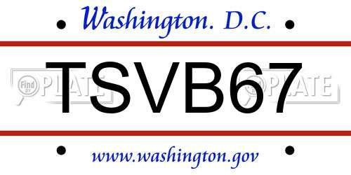 TSVB67 District Of Columbia License Plate
