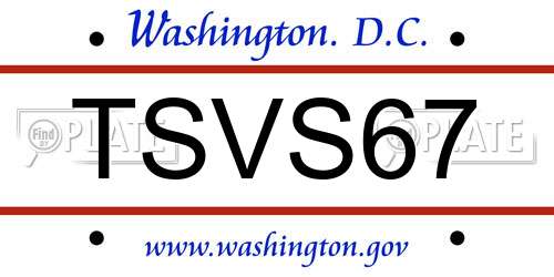 TSVS67 District Of Columbia License Plate