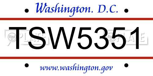TSW5351 District Of Columbia License Plate