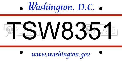 TSW8351 District Of Columbia License Plate