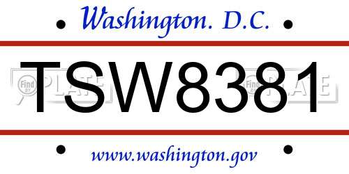 TSW8381 District Of Columbia License Plate