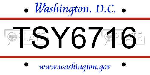 TSY6716 District Of Columbia License Plate