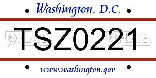 TSZ0221 District Of Columbia License Plate