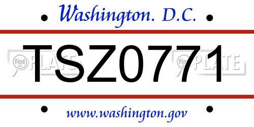 TSZ0771 District Of Columbia License Plate