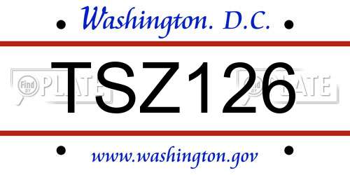 TSZ126 District Of Columbia License Plate