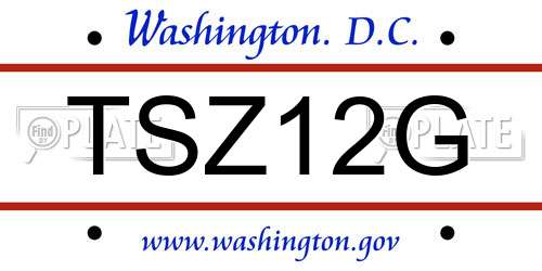 TSZ12G District Of Columbia License Plate