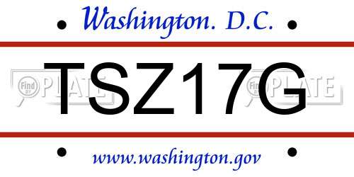 TSZ17G District Of Columbia License Plate