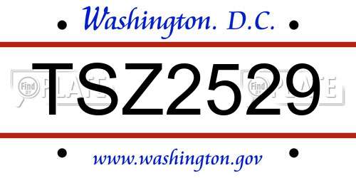 TSZ2529 District Of Columbia License Plate