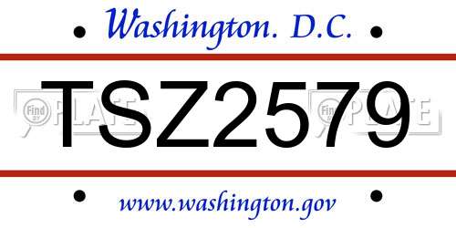 TSZ2579 District Of Columbia License Plate