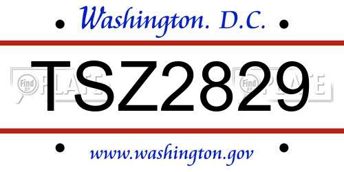 TSZ2829 District Of Columbia License Plate
