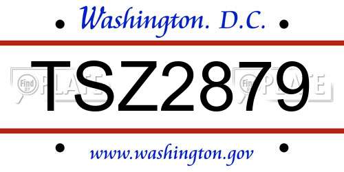 TSZ2879 District Of Columbia License Plate