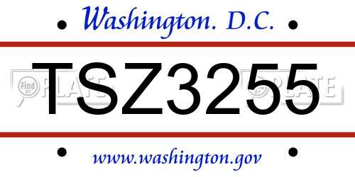 TSZ3255 District Of Columbia License Plate