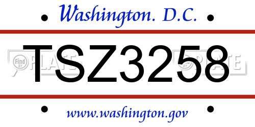 TSZ3258 District Of Columbia License Plate