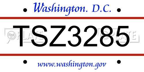 TSZ3285 District Of Columbia License Plate