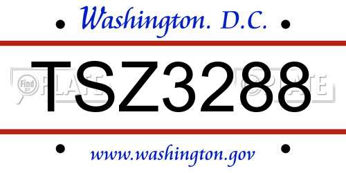 TSZ3288 District Of Columbia License Plate