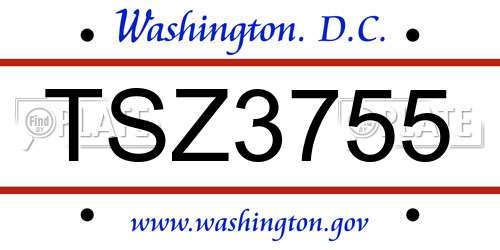 TSZ3755 District Of Columbia License Plate