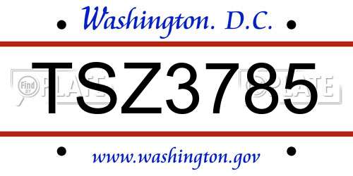 TSZ3785 District Of Columbia License Plate