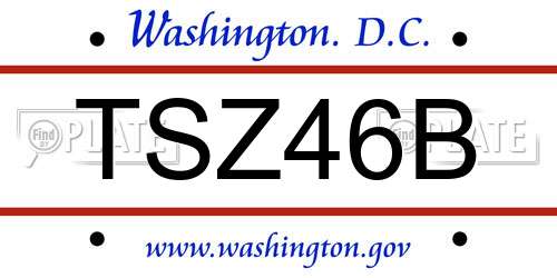 TSZ46B District Of Columbia License Plate