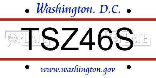 TSZ46S District Of Columbia License Plate