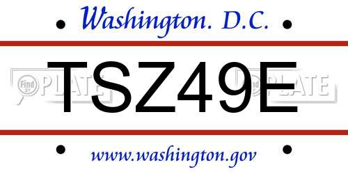 TSZ49E District Of Columbia License Plate
