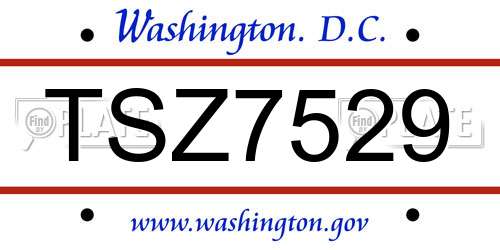 TSZ7529 District Of Columbia License Plate