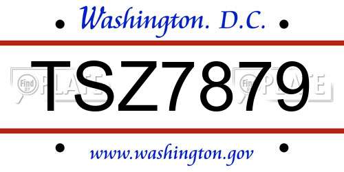 TSZ7879 District Of Columbia License Plate