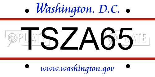 TSZA65 District Of Columbia License Plate