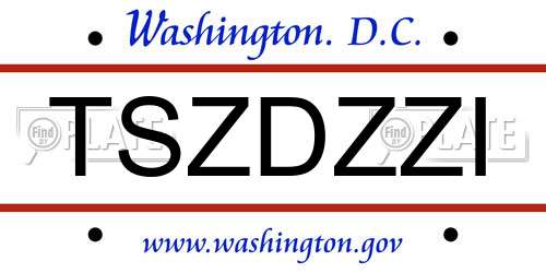 TSZDZZI District Of Columbia License Plate