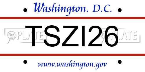 TSZI26 District Of Columbia License Plate