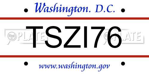 TSZI76 District Of Columbia License Plate