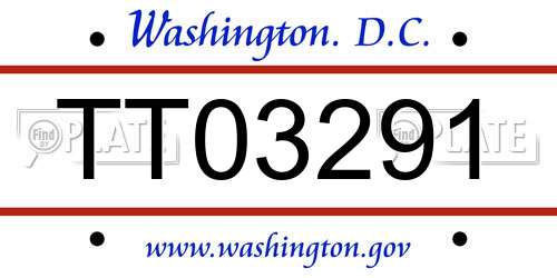 TT03291 District Of Columbia License Plate