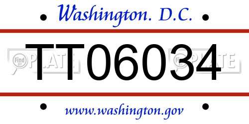 TT06034 District Of Columbia License Plate