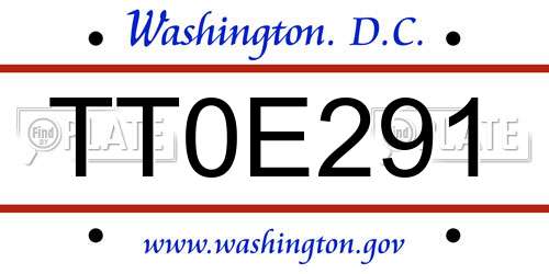 TT0E291 District Of Columbia License Plate