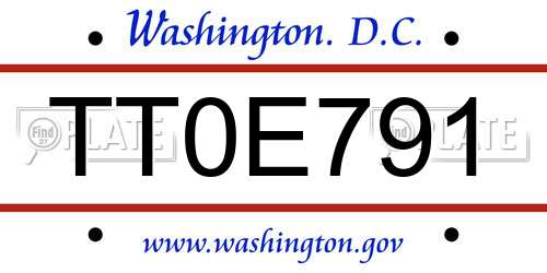 TT0E791 District Of Columbia License Plate