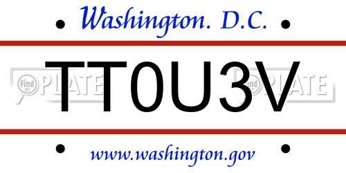 TT0U3V District Of Columbia License Plate