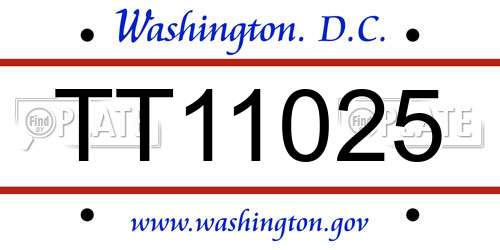 TT11025 District Of Columbia License Plate