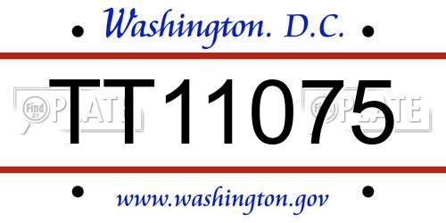 TT11075 District Of Columbia License Plate