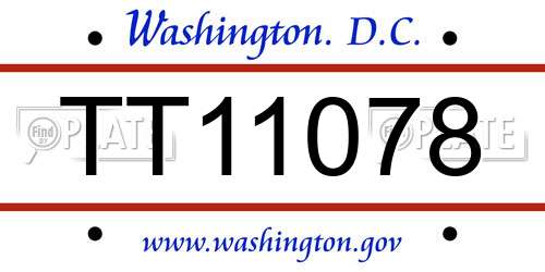 TT11078 District Of Columbia License Plate