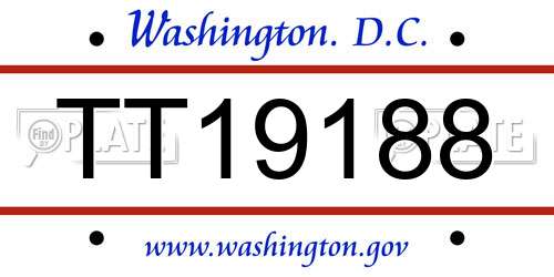 TT19188 District Of Columbia License Plate