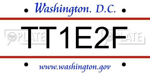 TT1E2F District Of Columbia License Plate