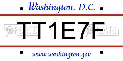 TT1E7F District Of Columbia License Plate
