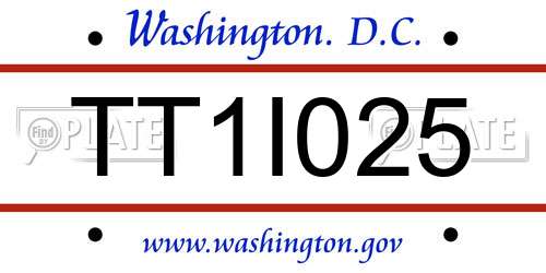 TT1I025 District Of Columbia License Plate