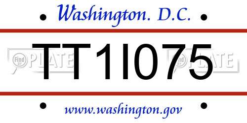 TT1I075 District Of Columbia License Plate