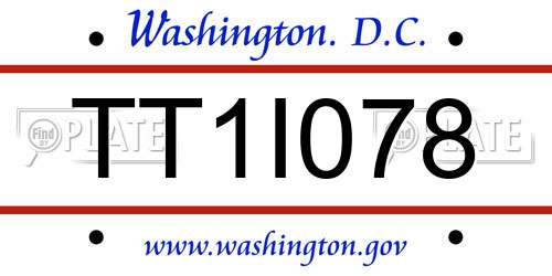 TT1I078 District Of Columbia License Plate