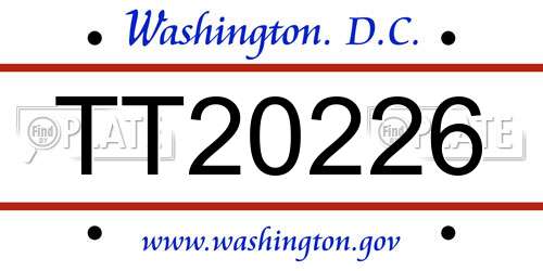 TT20226 District Of Columbia License Plate