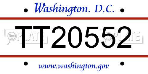 TT20552 District Of Columbia License Plate