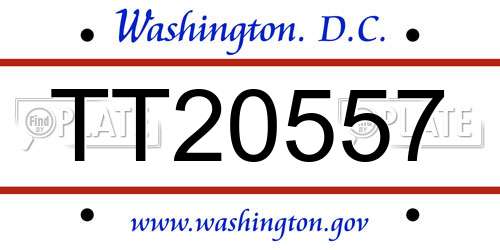 TT20557 District Of Columbia License Plate