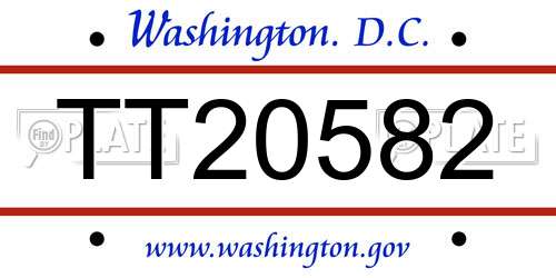 TT20582 District Of Columbia License Plate